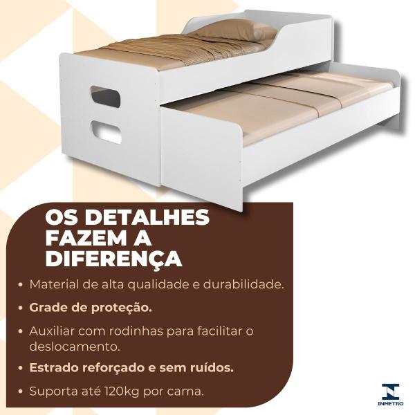 Imagem de Bicama Solteiro Cama com Auxiliar Bibox até 120kg Entrega Imediata