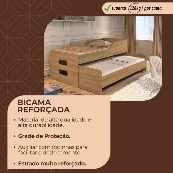 Imagem de Bicama Solteiro Cama com Auxiliar Com 2 Colchões Sensor D33 Gold