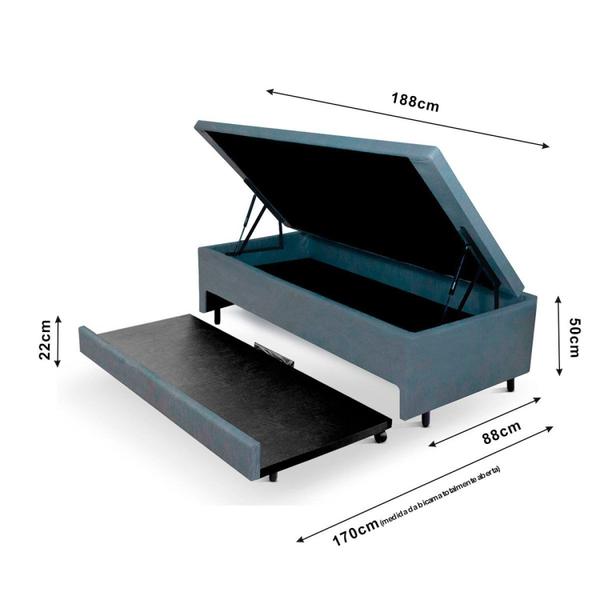 Imagem de Bicama Solteiro com Baú 88x188 material sintético