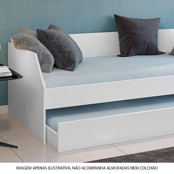 Imagem de Bicama Solteiro Duo Luxo com Cama Auxiliar em Mdf Premium Branco 