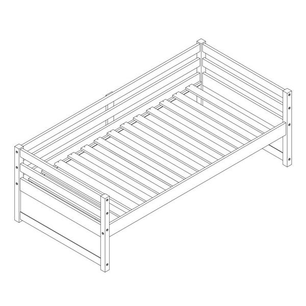 Imagem de Bicama Solteiro Eco com Grade de Proteção Madeira Maciça Branco Mobilistore