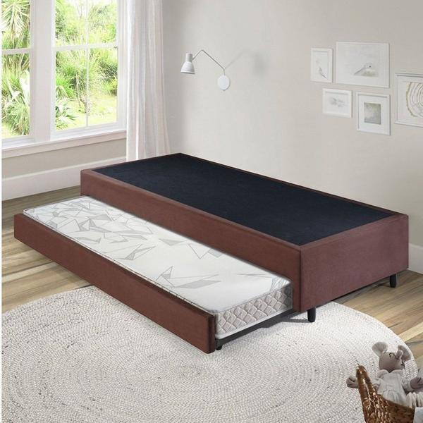 Bicama Solteiro King 96x203x28cm Suede e Colchão Auxiliar D23 78x188x12cm Ecoline - B&G Imagem de Bicama Solteiro King 96x203x28cm Suede e Colchão Auxiliar D23 78x188x12cm Ecoline