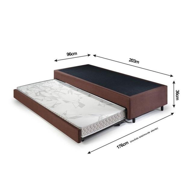 Bicama Solteiro King 96x203x28cm Suede e Colchão Auxiliar D23 78x188x12cm Ecoline - B&G Imagem de Bicama Solteiro King 96x203x28cm Suede e Colchão Auxiliar D23 78x188x12cm Ecoline