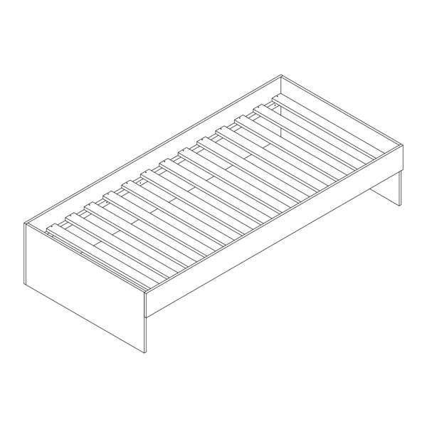 Imagem de Bicama Solteiro Mdf Branco com 04 Grades e Cabeceira Anatômica Mobilistore