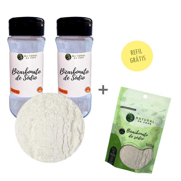 Bicarbonato De Sódio Kit 2 Pote Com Dosador + Refil 80G - Natural Do Povo Imagem de Bicarbonato De Sódio Kit 2 Pote Com Dosador + Refil 80G