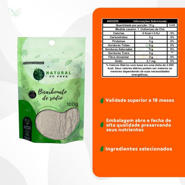 Bicarbonato de Sódio Qualidade Superior Premium Kit 3 Pouch 100g - Natural do Povo Imagem de Bicarbonato de Sódio Qualidade Superior Premium Kit 3 Pouch 100g