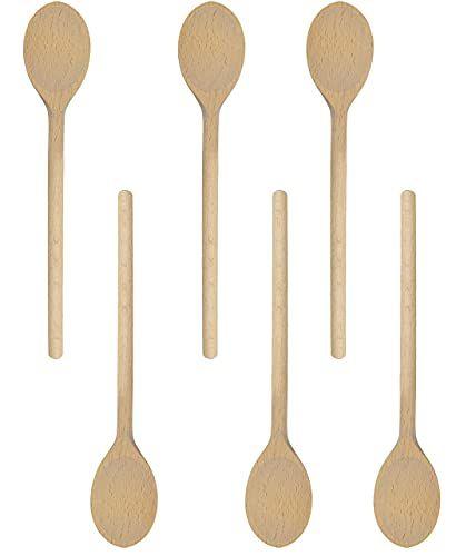 BICB Colheres de Madeira Oval para Cozinhar, Pacote de 6 (12 Polegadas De Comprimento) Panelas Naturais Sólidas beechwood para agitação, mistura, degustação, servindo alimentos, artesanato, - Resistente, durável, extra-força Imagem de BICB Colheres de Madeira Oval para Cozinhar, Pacote de 6 (12 Polegadas De Comprimento) Panelas Naturais Sólidas beechwood para agitação, mistura, degustação, servindo alimentos, artesanato, - Resistente, durável, extra-força