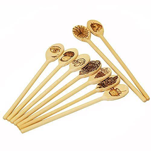 BICB Colheres de Madeira Oval para Cozinhar, Pacote de 6 (12 Polegadas De Comprimento) Panelas Naturais Sólidas beechwood para agitação, mistura, degustação, servindo alimentos, artesanato, - Resistente, durável, extra-força Imagem de BICB Colheres de Madeira Oval para Cozinhar, Pacote de 6 (12 Polegadas De Comprimento) Panelas Naturais Sólidas beechwood para agitação, mistura, degustação, servindo alimentos, artesanato, - Resistente, durável, extra-força
