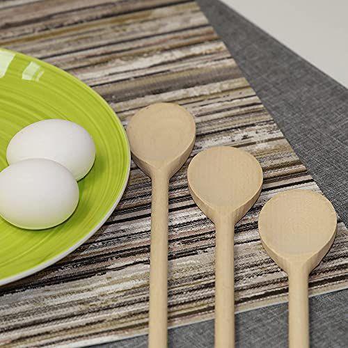 BICB Colheres de Madeira Oval para Cozinhar, Pacote de 6 (12 Polegadas De Comprimento) Panelas Naturais Sólidas beechwood para agitação, mistura, degustação, servindo alimentos, artesanato, - Resistente, durável, extra-força Imagem de BICB Colheres de Madeira Oval para Cozinhar, Pacote de 6 (12 Polegadas De Comprimento) Panelas Naturais Sólidas beechwood para agitação, mistura, degustação, servindo alimentos, artesanato, - Resistente, durável, extra-força