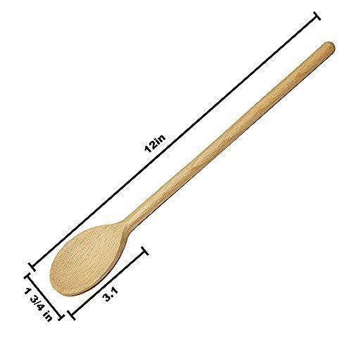 BICB Colheres de Madeira Oval para Cozinhar, Pacote de 6 (12 Polegadas De Comprimento) Panelas Naturais Sólidas beechwood para agitação, mistura, degustação, servindo alimentos, artesanato, - Resistente, durável, extra-força Imagem de BICB Colheres de Madeira Oval para Cozinhar, Pacote de 6 (12 Polegadas De Comprimento) Panelas Naturais Sólidas beechwood para agitação, mistura, degustação, servindo alimentos, artesanato, - Resistente, durável, extra-força