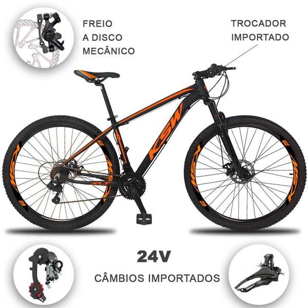 Imagem de Bicicleta 29 KSW XLT 24 Marchas Freio a Disco Alumínio MTB Suspensão Dianteira