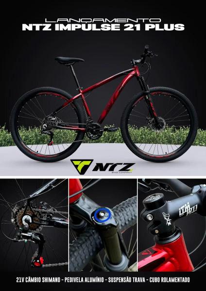 Bicicleta 29 Ntz 21v Shimano Suspensão Trava Cubo Rolamentoo