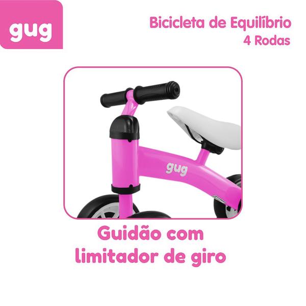 Imagem de Bicicleta Andador 4 Rodas De Equilíbrio Infantil Até 20Kg Rosa 1039