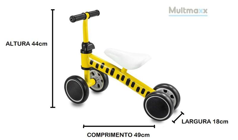 Imagem de Bicicleta Andador de Equilíbrio Infantil Amarela até 24Kg Sem Pedal Multmaxx