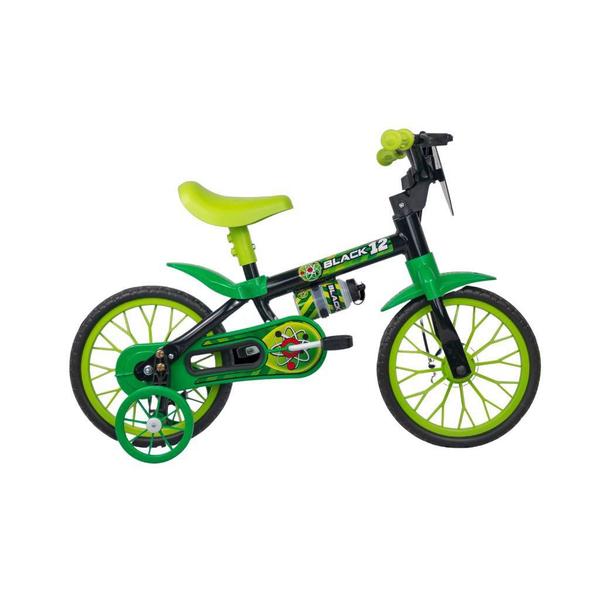 Imagem de Bicicleta Aro 12 Black 12 Nathor Verde e Preto