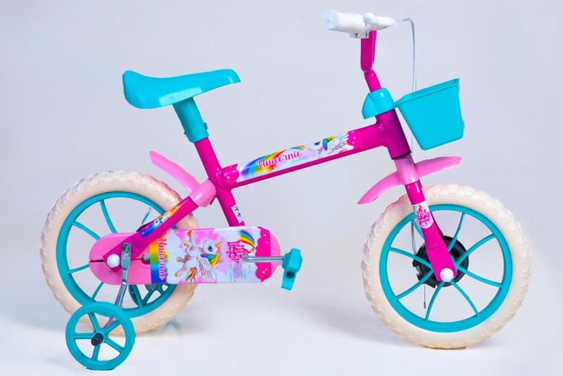 Imagem de Bicicleta Aro 12 Infantil Feminina Pink e Azul Turquesa - Personagem