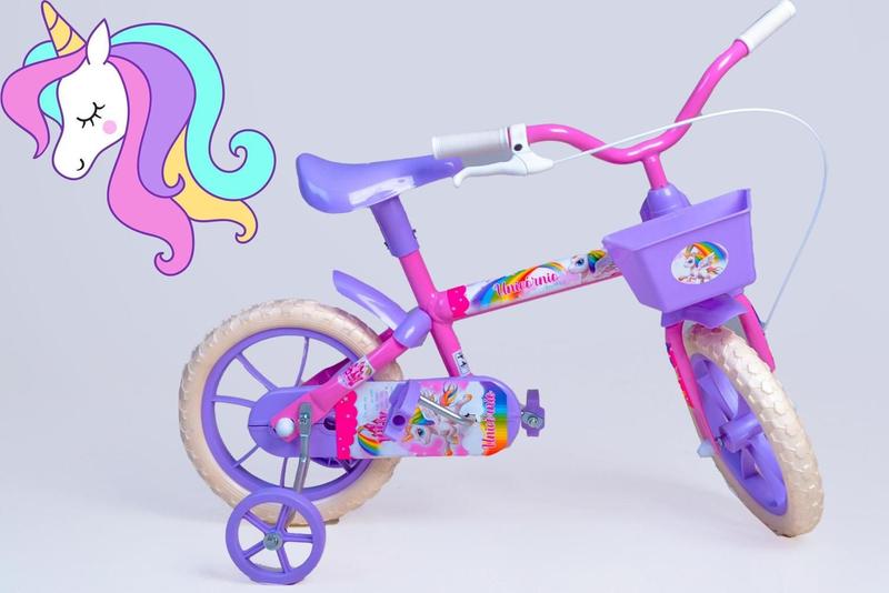 Imagem de Bicicleta Aro 12 Infantil Feminina Rosa e Lilás - Personagem