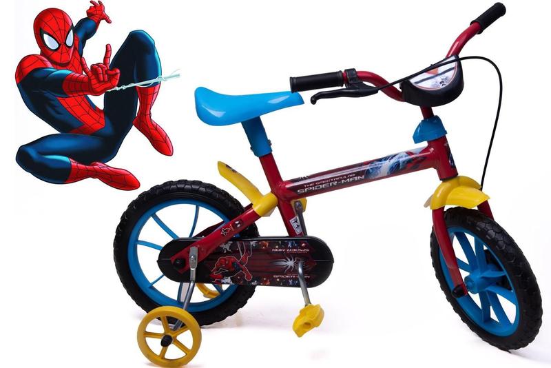 Imagem de Bicicleta Aro 12 Infantil Masculina Vermelho /Azul/Amarelo - Personagem