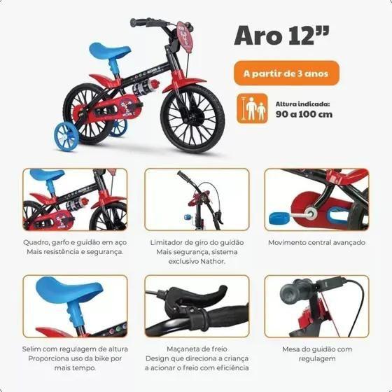 Imagem de Bicicleta Aro 12 Nathor Vermelho/azul Spider-man