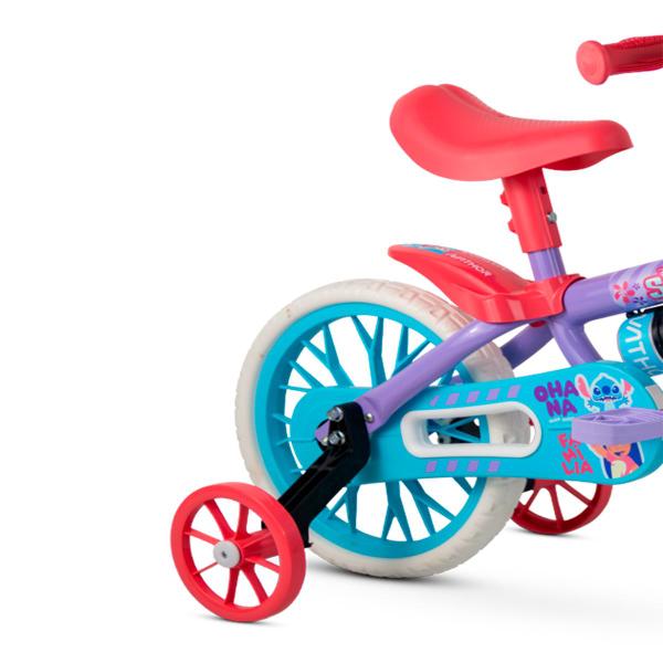 Imagem de Bicicleta Aro 12 Stitch Infantil com Rodas de Treinamento Limitador Regulável Nathor