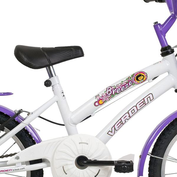 Imagem de Bicicleta Aro 16 Infantil Breeze Lilás Rodinhas Laterais e Cestinho Menina Verden