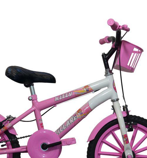 Imagem de Bicicleta Aro 16 Infantil Feminina Mini MTB Branco Rosa