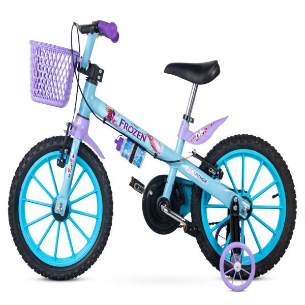 Imagem de Bicicleta Aro 16 Infantil Frozen Rodinha Garrafinha Capacete