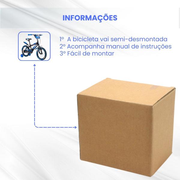 Imagem de Bicicleta Aro 16 Infantil Masculina Pro Aventura Azul Com Rodinhas 