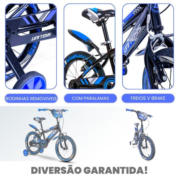 Imagem de Bicicleta Aro 16 Infantil Masculina Pro Aventura Azul Com Rodinhas 