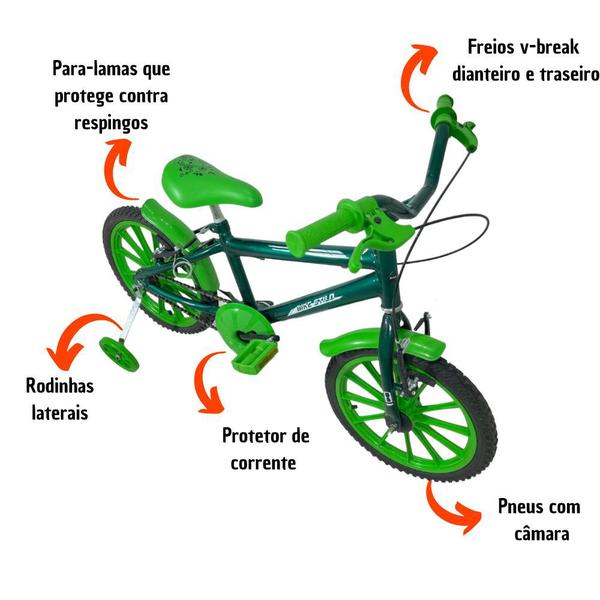 Imagem de Bicicleta Aro 16 Infantil Masculina Verde