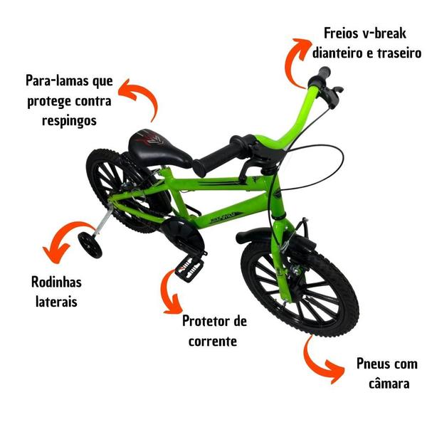 Imagem de Bicicleta Aro 16 Infantil Masculina Verde Neon