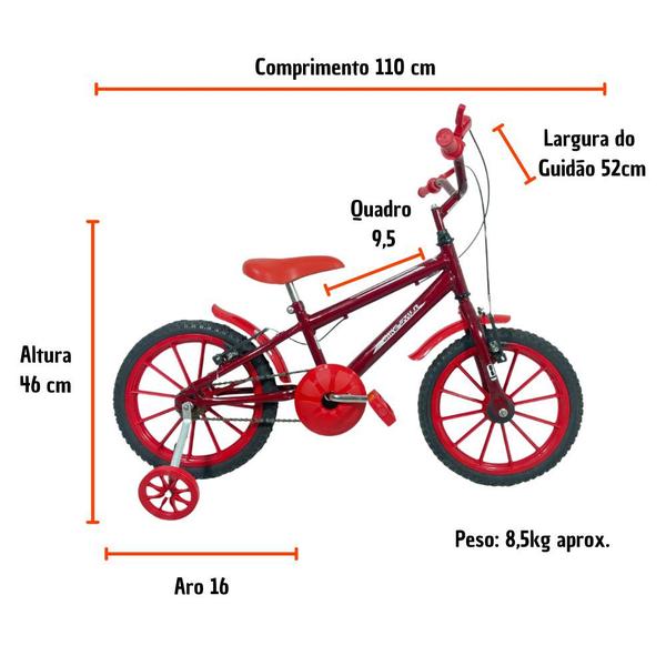 Imagem de Bicicleta Aro 16 Infantil Masculina Vermelha