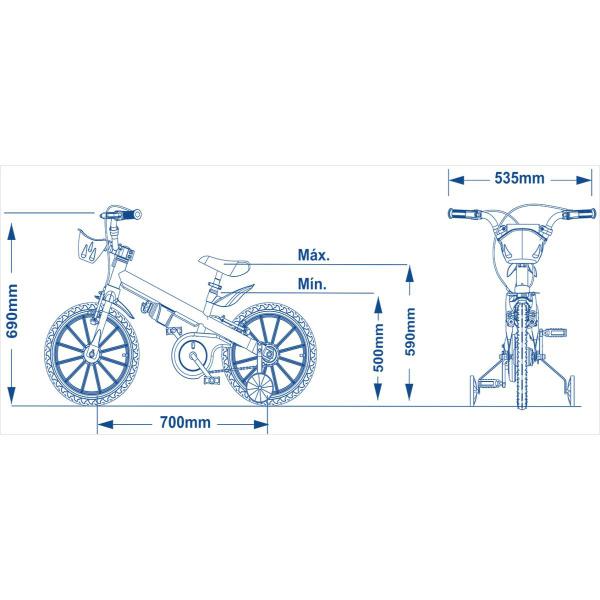 Imagem de Bicicleta Aro 16 Nathor Tech Boys Menino Rodinhas e Garrafa