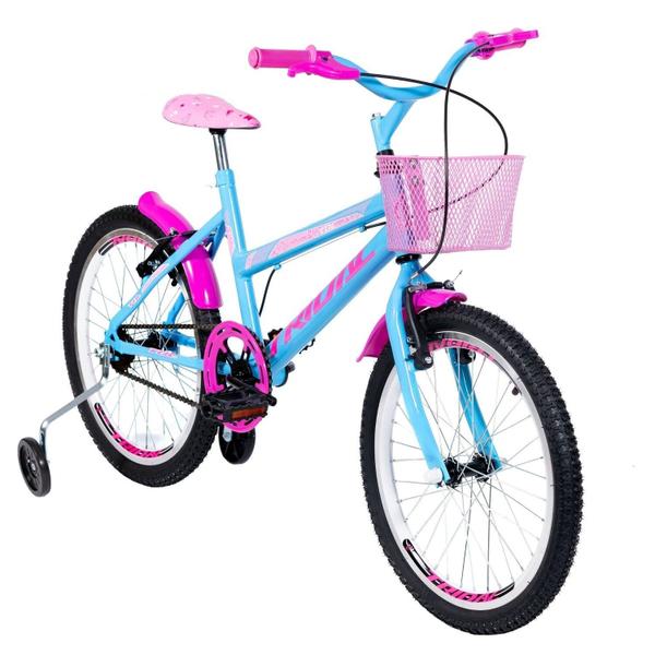 Imagem de Bicicleta Aro 20 Feminina Infantil Roda Lateral Azul