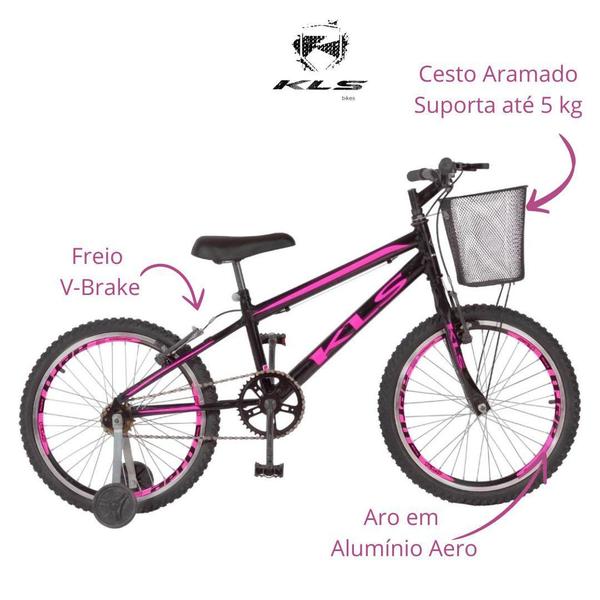 Imagem de Bicicleta Aro 20 Kls Free Gold Freio V-Brake Mtb Com Roda Lateral Feminina