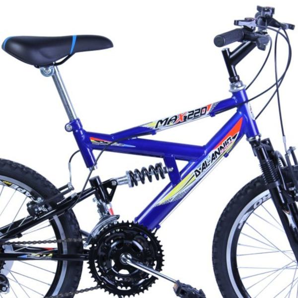 Imagem de Bicicleta Aro 20 Max 220 Suspensão 18V Cor Azul e Preto