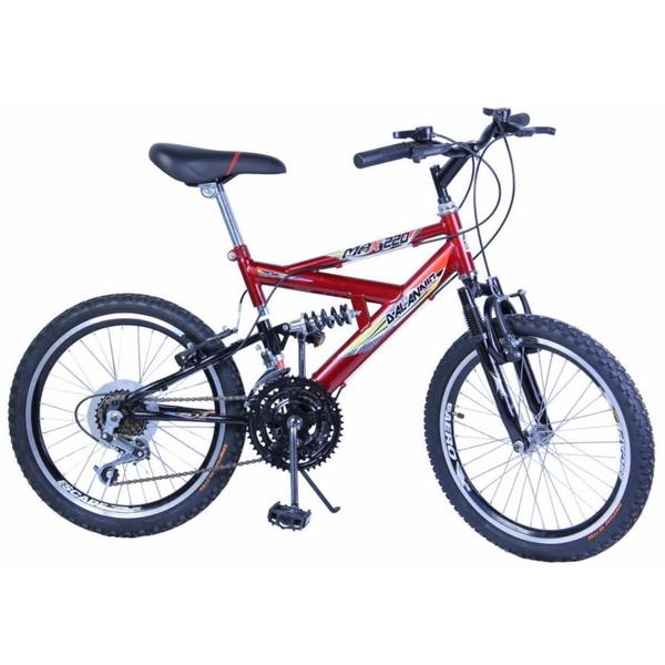 Imagem de Bicicleta Aro 20 Max 220 Suspensão 18V Cor Vermelho e Preto