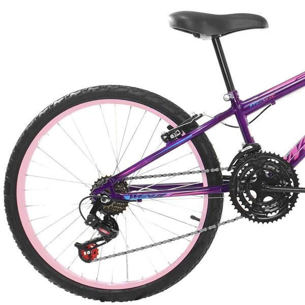 Imagem de Bicicleta Aro 24 Feminina Infantil Wendy 18V Com Cestinha