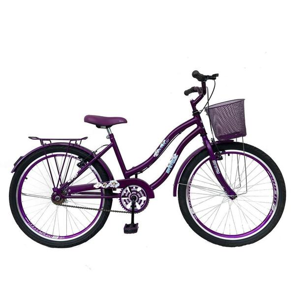 Bicicleta Aro 24 Feminina Jady Cecy Menina Com Cestinha Freio V Brake Rodas Alumínio Aero Resistente