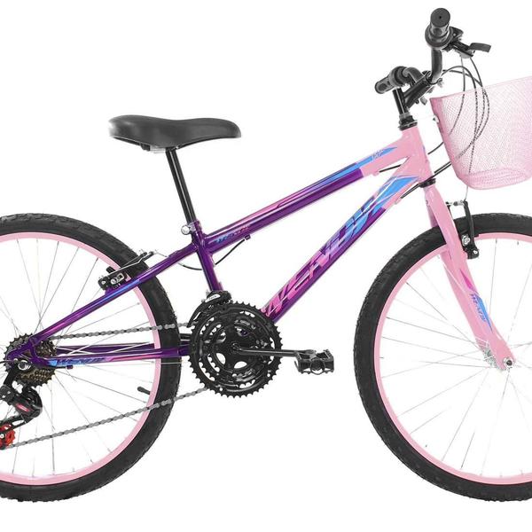 Imagem de Bicicleta Aro 24 para Menina Infantil Wendy 18V Com Cestinha