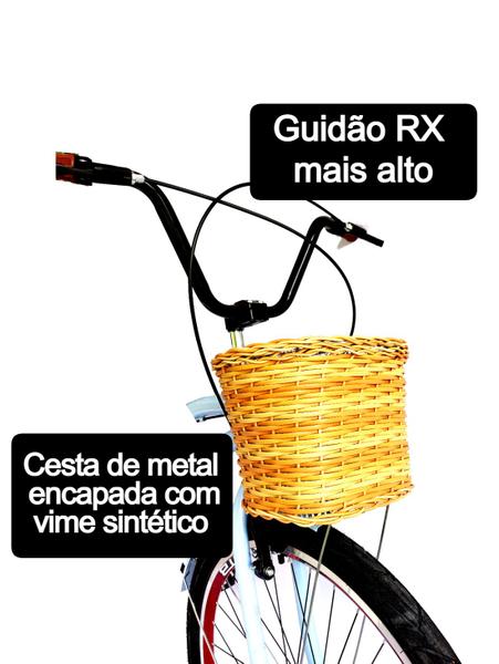 Imagem de Bicicleta aro 26 com cestinha tipo vime retrô s/ marchas azu