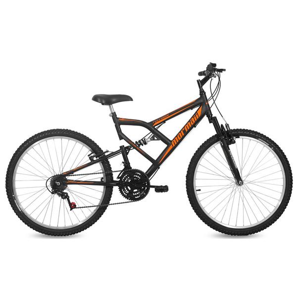 Imagem de Bicicleta Aro 26 Fullsion 18V Suspensão Mormaii Preto e Laranja