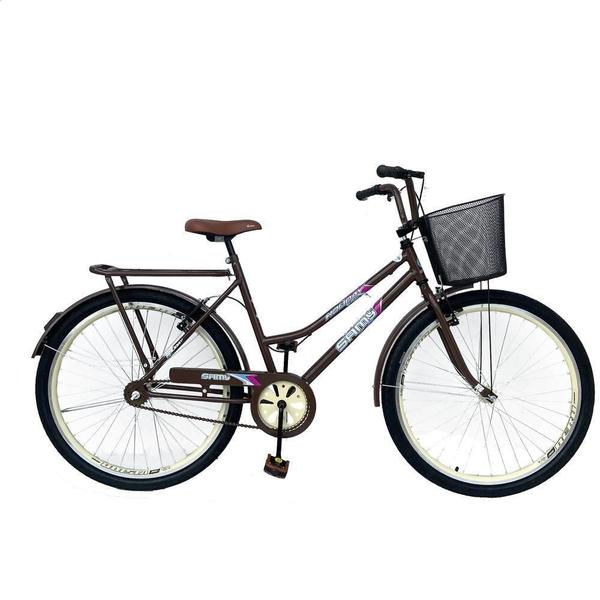 Imagem de Bicicleta Aro 26 Rolamentada Urbana Retro C/ Cestinha Rodas  Aluminio Aero Reforçado