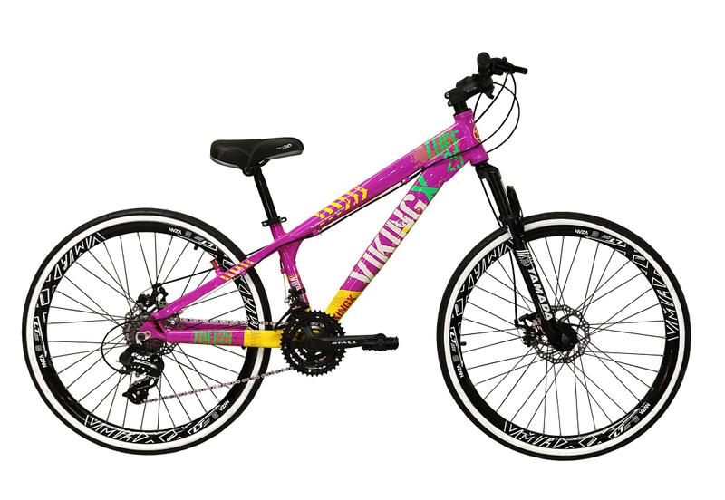 Imagem de Bicicleta Aro 26 Vikingx Tuff 21v Alumínio Freio a Disco Aros Vmaxx Pretos - Rosa/Azul