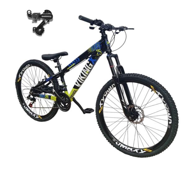 Imagem de Bicicleta Aro 26 Vikingx Tuff 25 Cambio Shimano Quadro Aluminio Mtb Freerider 