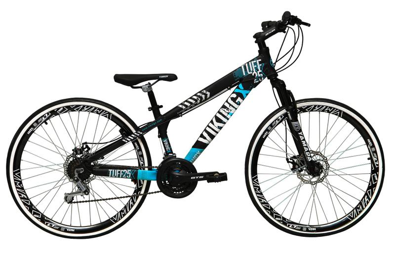 Imagem de Bicicleta Aro 26 Vikingx Tuff Preto/Azul 21v Alumínio Freeride Freio a Disco Aros Vmaxx Pretos