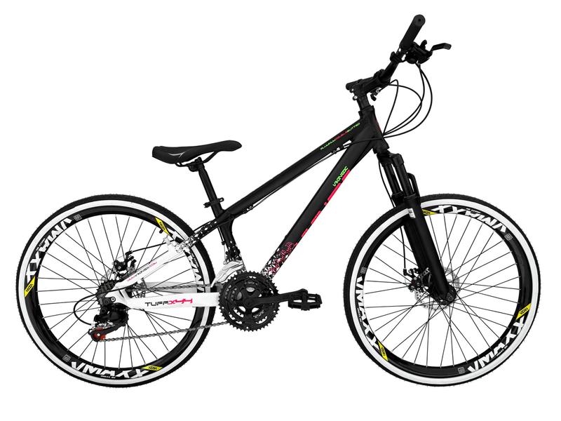 Imagem de Bicicleta Aro 26 Vikingx Tuff X44 Preto/Branco 21v Alumínio Freio a Disco Aros Vmaxx Pretos