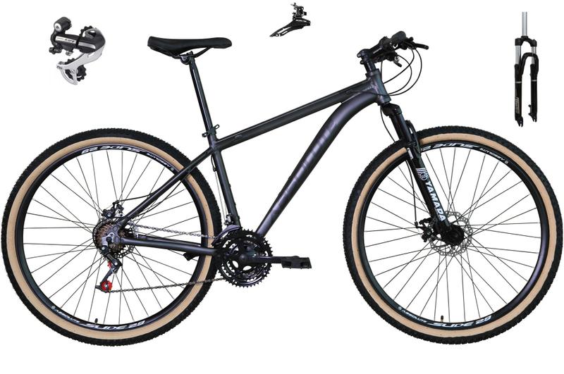 Imagem de Bicicleta Aro 29 Absolute Nero 4 24v Câmbio Shimano Acera K7 Garfo Trava Freio a Disco Pneu com Faixa Bege - Grafite