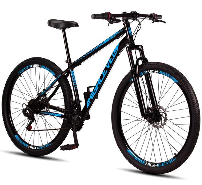 Bicicleta Aro 29 Aço Carbono Highlevel Freios a Disco Suspensão Dianteira 21 marchas - Hig...
