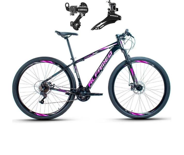 Imagem de Bicicleta Aro 29 Alfameq AFX Alumínio 21v Câmbios Shimano Freio A Disco - Preto/Rosa